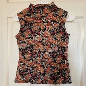 Floral mock neck top
